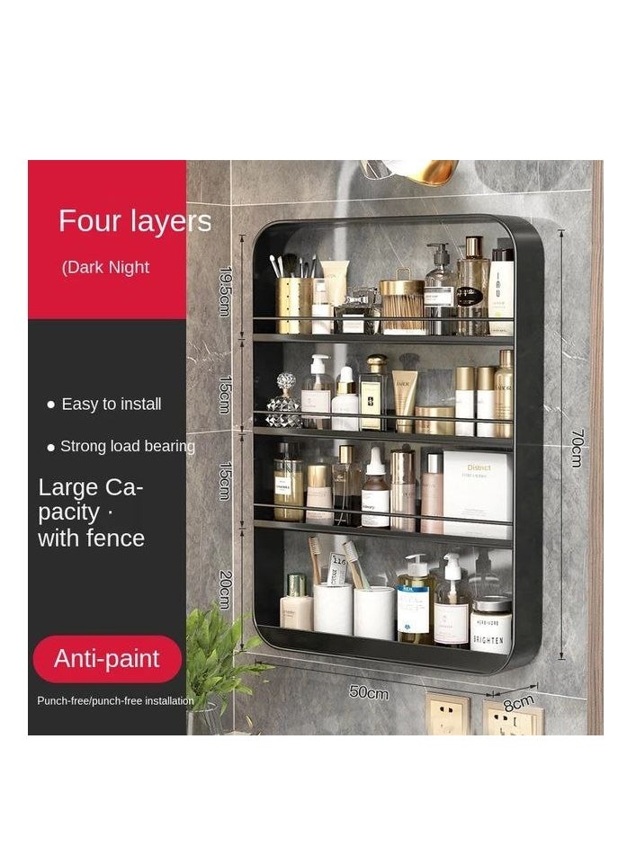 BAIG Bathroom Organizer Shelves Rack Wall Mounted Storage Box Toiletries Cosmetic Storage Rack Kitchen Seasoning Bottle Storage Shelf black  - Image 2