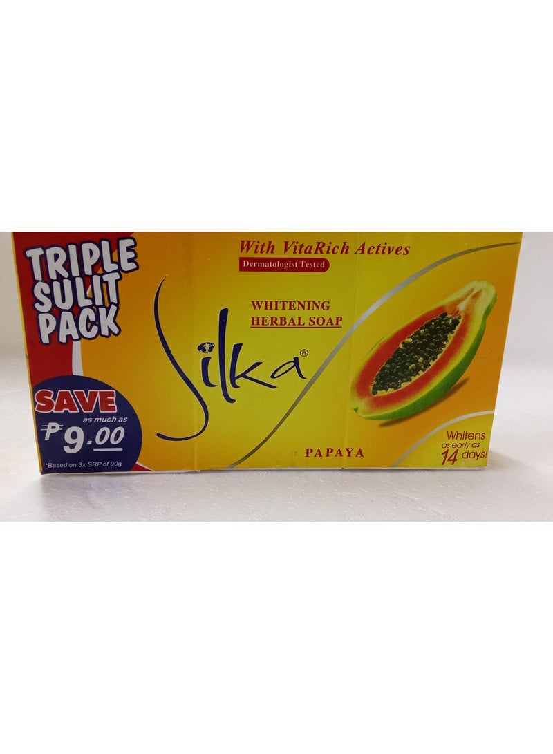 Silka Cica Papaya Whitening Soap 3×1 90g  - Image 1