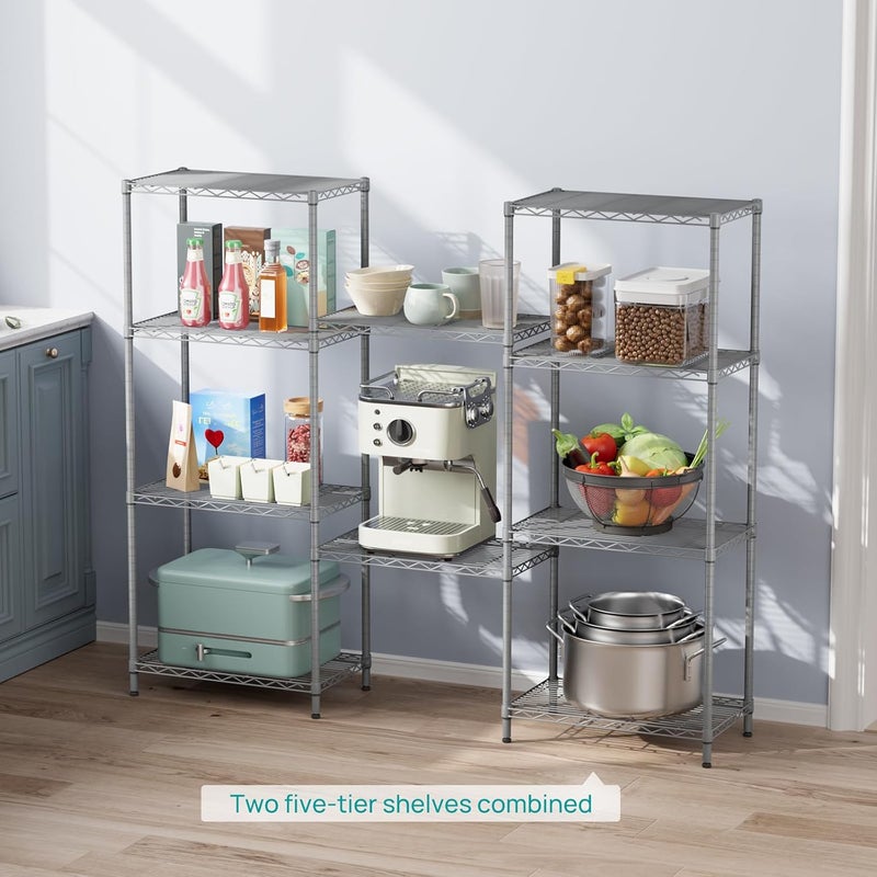 SINGAYE Storage Rack Silver 5-Tier Mesh Shelving Unit Storage Shelves Metal for Pantry Closet Kitchen Laundry 14" D x 23.6" W x 59.1" - Image 4