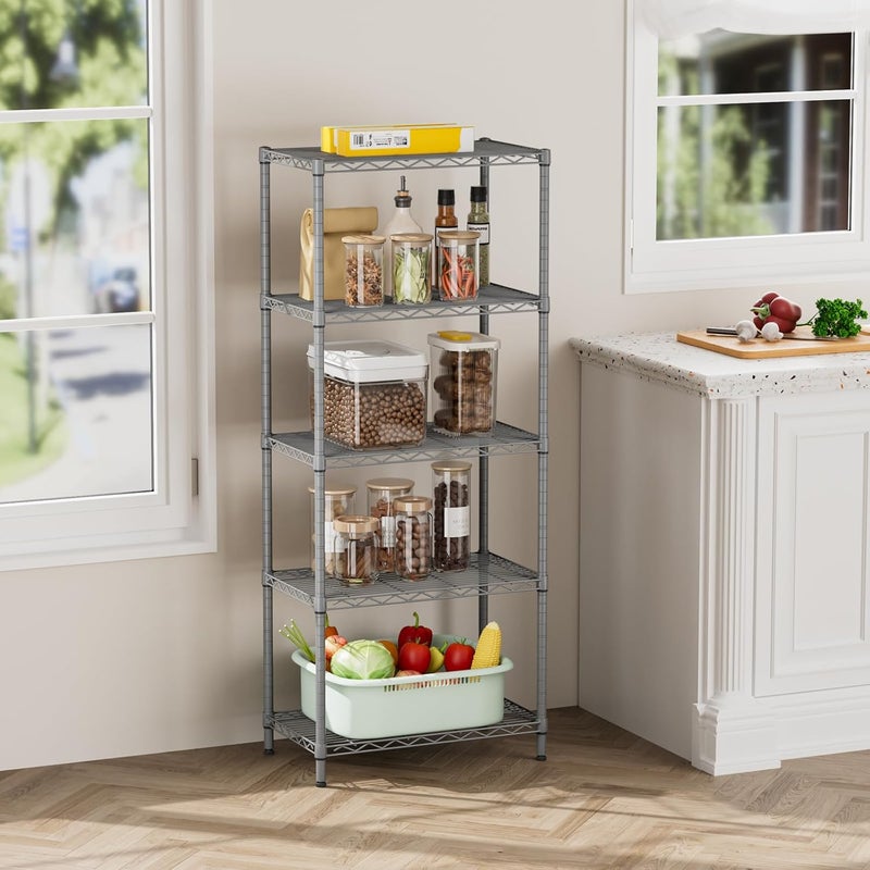 SINGAYE Storage Rack Silver 5-Tier Mesh Shelving Unit Storage Shelves Metal for Pantry Closet Kitchen Laundry 14" D x 23.6" W x 59.1" - Image 5
