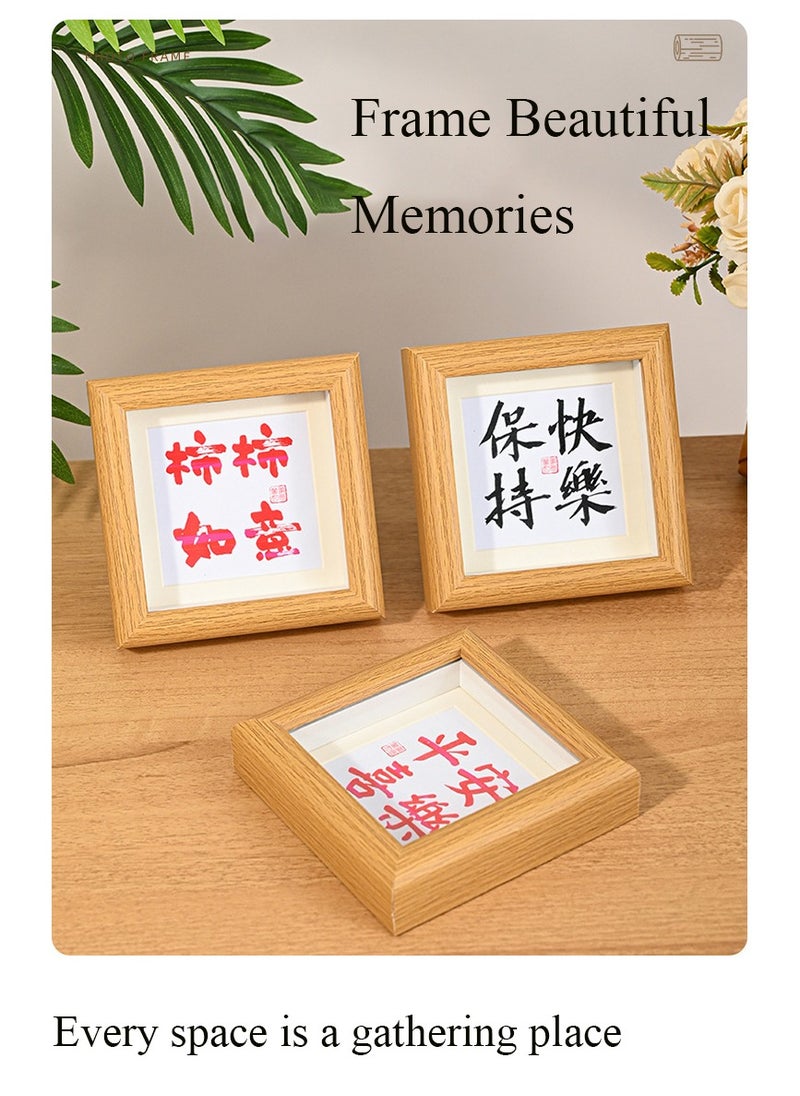 JiFENG 4 inch Photo Frames Square Wood Picture Frame Desktop Top Display Frame Picture Frames  - Image 4