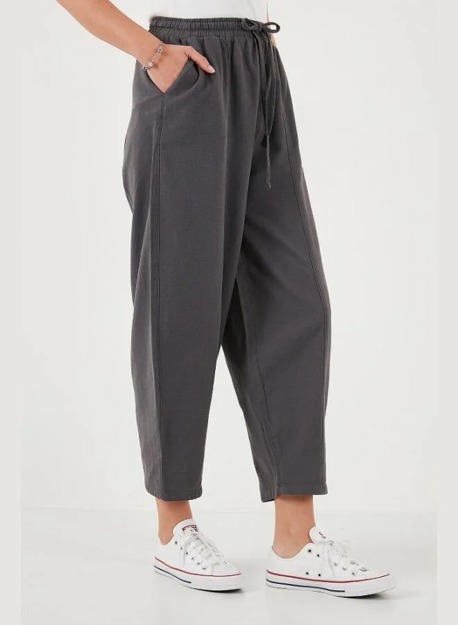 Lela Lela Cotton Relaxed Fit Normal Waist Tapered Leg Trousers Women's TROUSERS 668YP5198