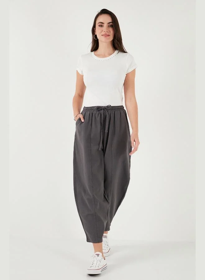 Lela Lela Cotton Relaxed Fit Normal Waist Tapered Leg Trousers Women's TROUSERS 668YP5198
