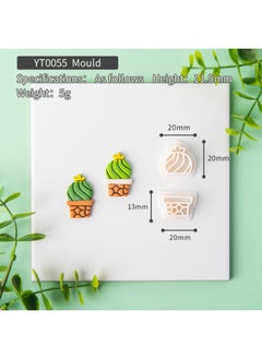 Fresh Cactus Earrings Soft Pottery Mold Green Plant Jewelry Pendant Ear Hanging Clay Cutting Mold Hand Tool-Color:YT0055-Cactus C
