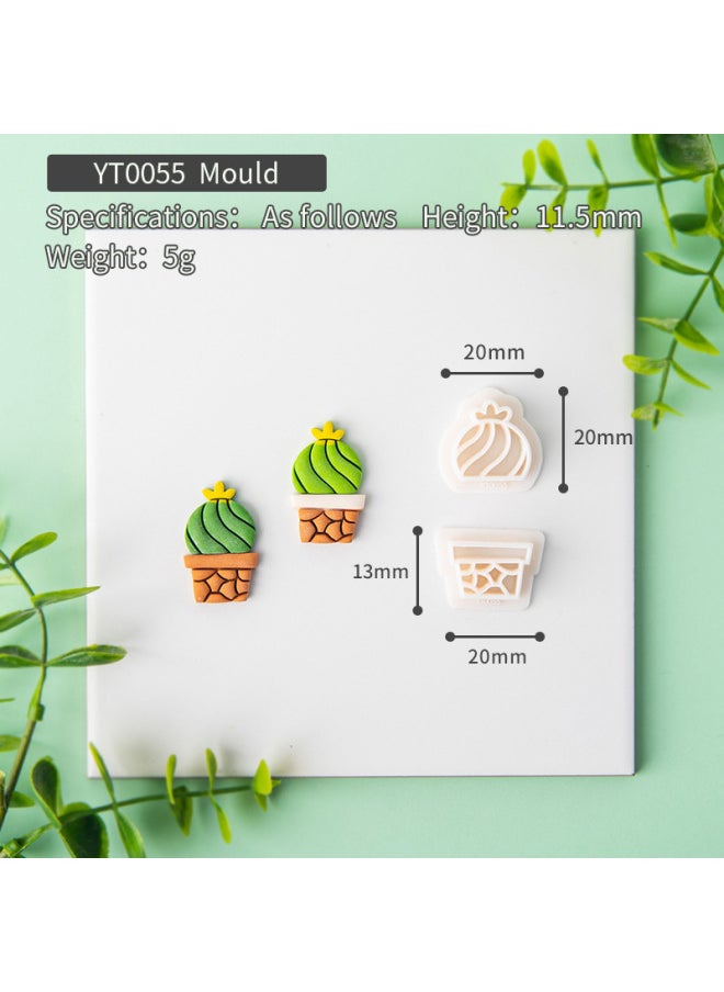 Generic - Fresh Cactus Earrings Soft Pottery Mold Green Plant Jewelry Pendant Ear Hanging Clay Cutting Mold Hand Tool-Color:YT0055-Cactus C - Image 1