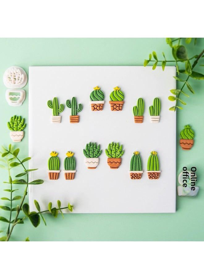 Generic - Fresh Cactus Earrings Soft Pottery Mold Green Plant Jewelry Pendant Ear Hanging Clay Cutting Mold Hand Tool-Color:YT0055-Cactus C - Image 1