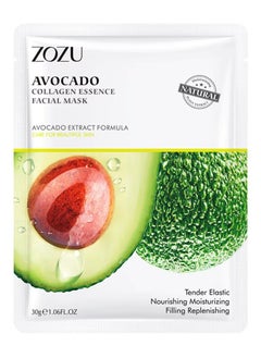 Zozu 10 Pack Avocado Collagen Essence Facial Mask Set Nourishing Moisturizing Filling Replenishing Repairing Skincare Face Mask Sheet for Women and Men Hydrating Skin care Facial Sheet Masks with Avocado Extract  - Image 2