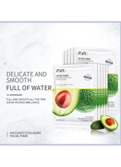 Zozu 10 Pack Avocado Collagen Essence Facial Mask Set Nourishing Moisturizing Filling Replenishing Repairing Skincare Face Mask Sheet for Women and Men Hydrating Skin care Facial Sheet Masks with Avocado Extract  - Image 4