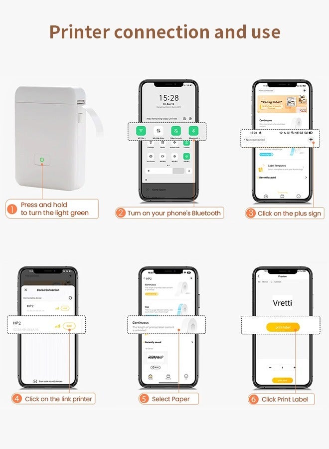 Mini Bluetooth Label Printer, Inkless Thermal Printer Label Machine with Label Paper, Portable Rechargeable Printer Supports iOS and Android - Image 4