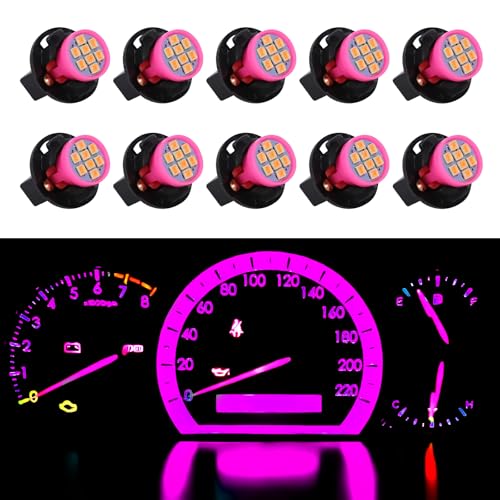 Wogomz 10Set T10 194 168 Dash Instrument LED Light Bulbs Bright Panel Gauge Cluster Indicator Light Bulbs with Twist Lock Socket Car Replacement Lights for Dashboard Light Map Light Pink - Image 1