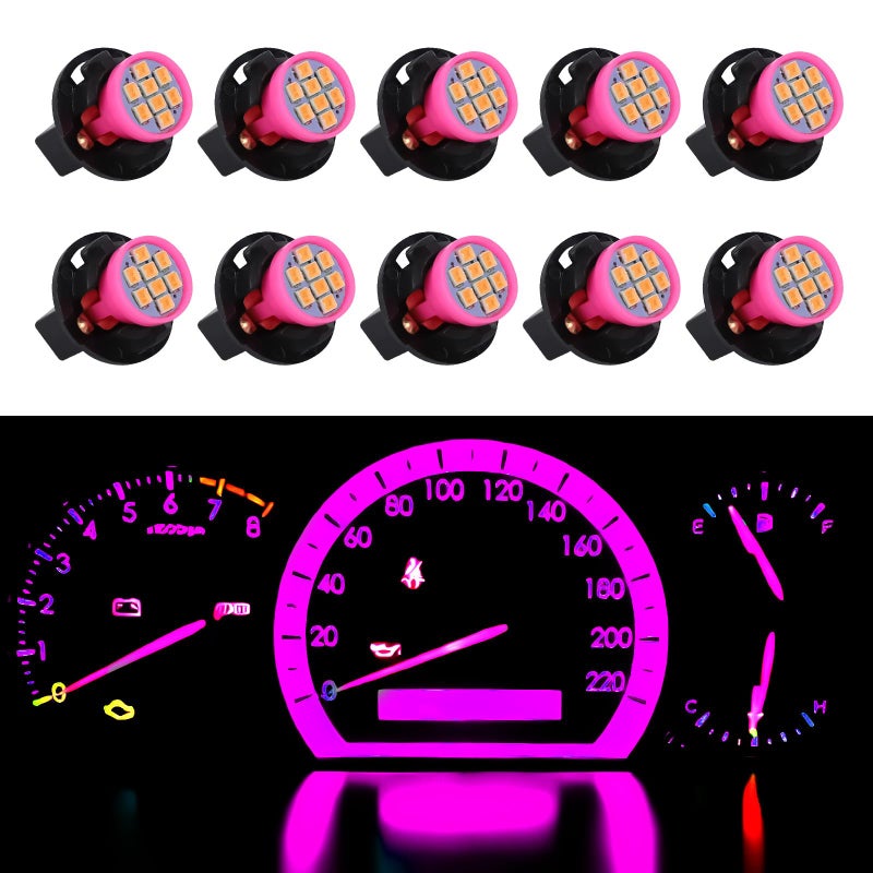 Wogomz 10Set T10 194 168 Dash Instrument LED Light Bulbs Bright Panel Gauge Cluster Indicator Light Bulbs with Twist Lock Socket Car Replacement Lights for Dashboard Light Map Light Pink - Image 3