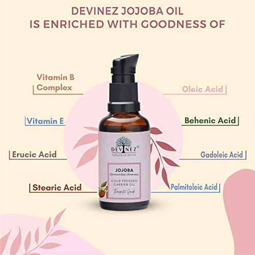 Devinez Jojoba Oil, 100% Pure Virgin Cold Pressed, Unrefined, Exceptional moistruizer for skin, hair, scalp, nails perfect for sensitive & dry skin, 30ml - Image 5