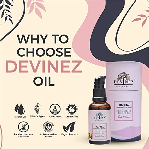 Devinez Jojoba Oil, 100% Pure Virgin Cold Pressed, Unrefined, Exceptional moistruizer for skin, hair, scalp, nails perfect for sensitive & dry skin, 30ml - Image 2