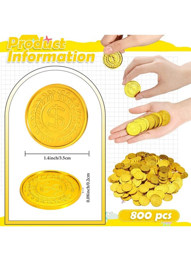 Hanaive 800 Pcs Plastic Pirate Gold Coins Bulk Treasure Coins Play Toy Coins Fake St. Patricks Coin For Pirate Party Favors Supplies Treasure Hunt Game Teachers Classroom Reward  - Image 3