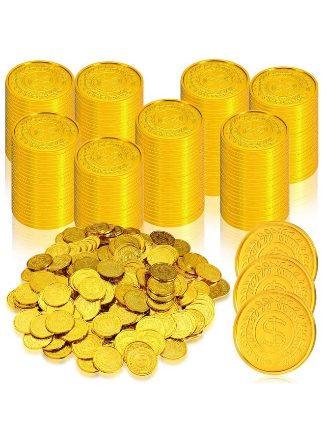 Hanaive 800 Pcs Plastic Pirate Gold Coins Bulk Treasure Coins Play Toy Coins Fake St. Patricks Coin For Pirate Party Favors Supplies Treasure Hunt Game Teachers Classroom Reward  - Image 1