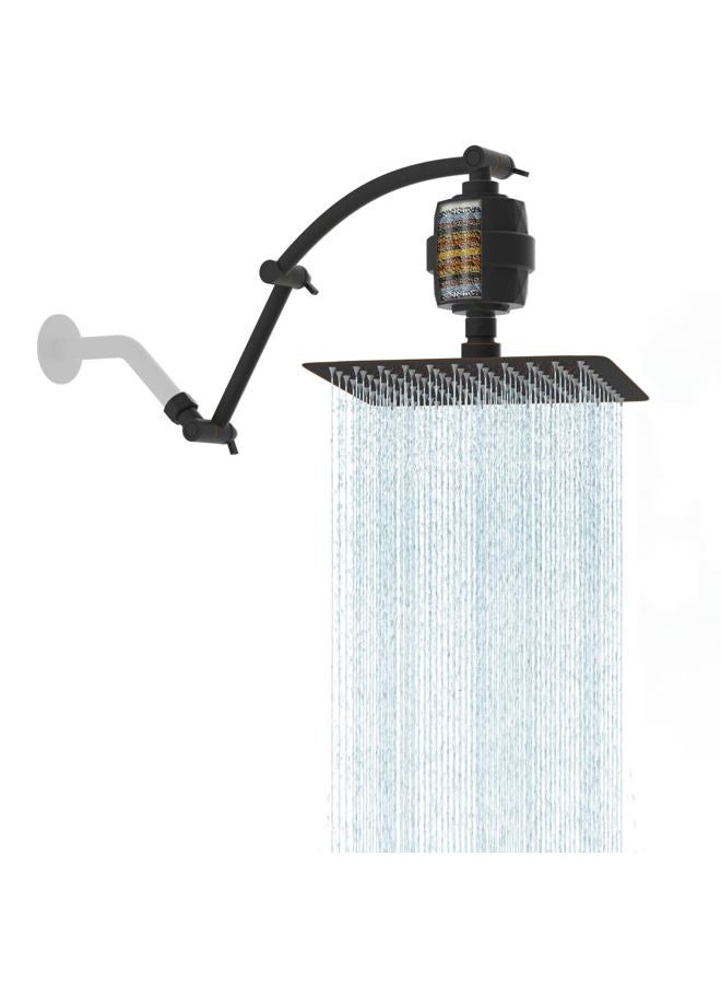 Hibbent All Metal Rain Filtered Shower Head, 10'' High Pressure Rainfall Showerhead with 16" Shower Extension Arm, 20 Stage Shower Filter, Solid Brass Adjustable Shower Arm Extender, Oil-Rubbed Bronze - Image 1