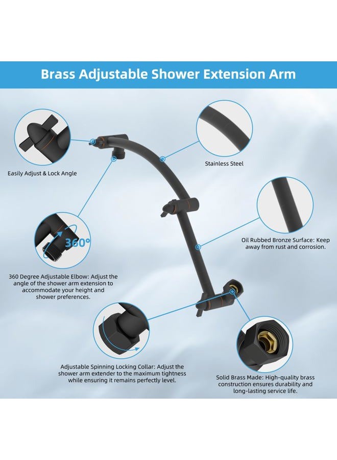 Hibbent All Metal Rain Filtered Shower Head, 10'' High Pressure Rainfall Showerhead with 16" Shower Extension Arm, 20 Stage Shower Filter, Solid Brass Adjustable Shower Arm Extender, Oil-Rubbed Bronze - Image 4