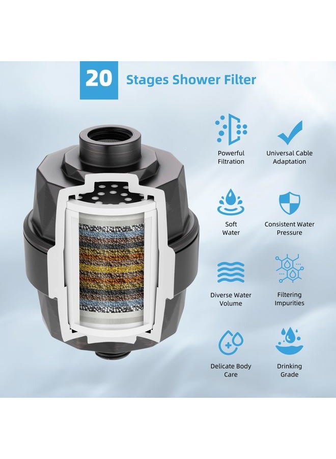 Hibbent All Metal Rain Filtered Shower Head, 10'' High Pressure Rainfall Showerhead with 16" Shower Extension Arm, 20 Stage Shower Filter, Solid Brass Adjustable Shower Arm Extender, Oil-Rubbed Bronze - Image 5