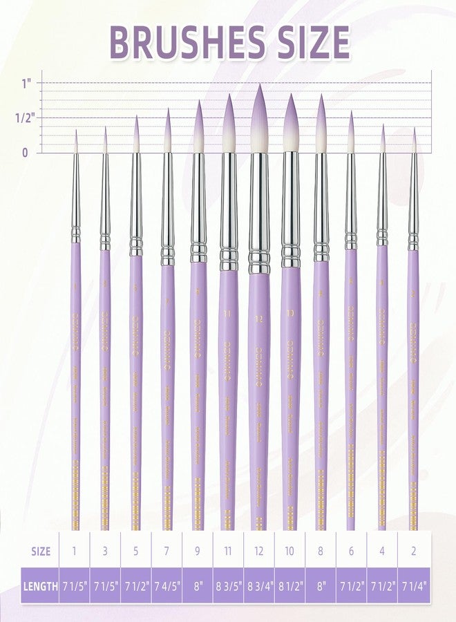 Somime Professional Watercolor Paint Brush Set, 9 Pcs Round Artist Paint Brushes for Watercolor, Oil, Gouache and Acrylic Painting, Purple Handle - Image 3