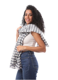 Small Woven Striped Wrap  -Grey *White - pzsku/Z71233679A2B646CE1498Z/45/_/1709461269/68df1d1a-a79f-46ae-9193-a8f841450207