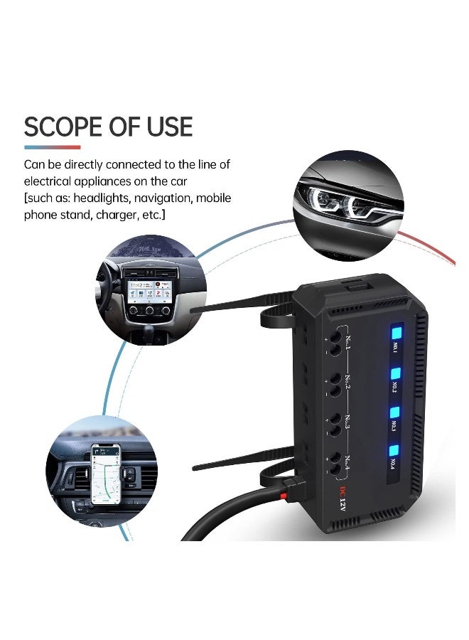 إسكدنيا مجموعة صندوق فيوزات 12 فولت 20 أمبير مقاومة للماء مع مؤشر LED لصندوق الفيوزات للسيارات، الأسلاك السريعة، لوحة حامل الفيوزات المقاومة للحرارة مع فيوزات 5 أمبير و3 أمبير و2 أمبير للدراجات والسيارات. - Image 3