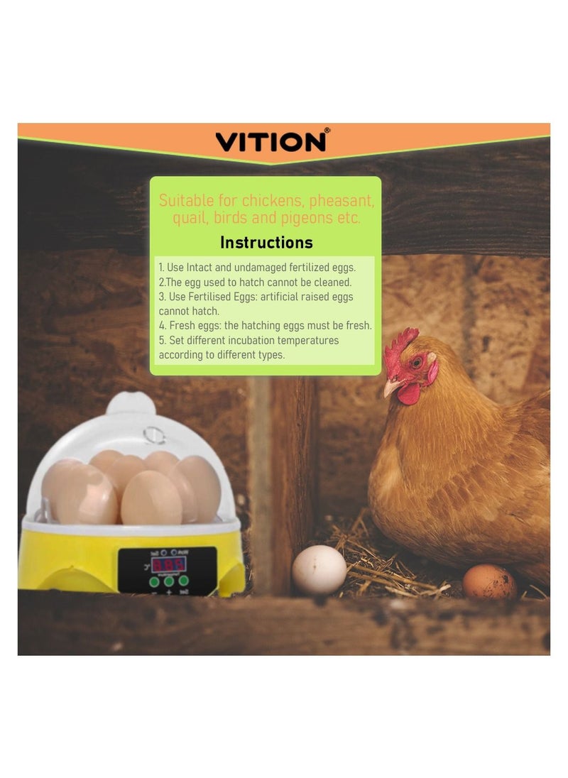 VITION - VITION 7 Eggs Mini Digital Egg Incubator Hatcher Transparent Eggs Hatching Machine Automatic Temperature Control for Chicken Duck Bird Eggs - Image 1