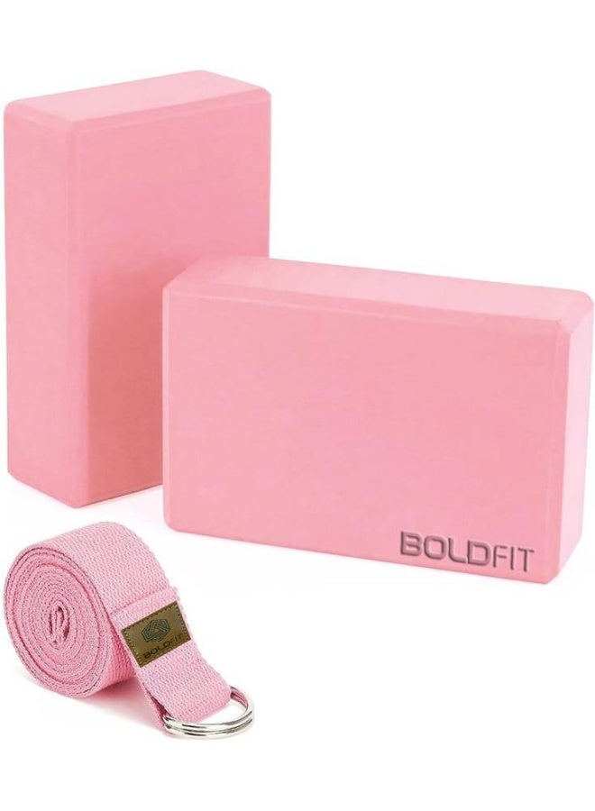 BOLDFIT BOLDFIT Yoga Blocks Yoga Brick Gym Exercise Eva Foam Yoga Blocks Yoga Foam Block Yoga Blocks  (Pink Pack of 2)  - Image 1