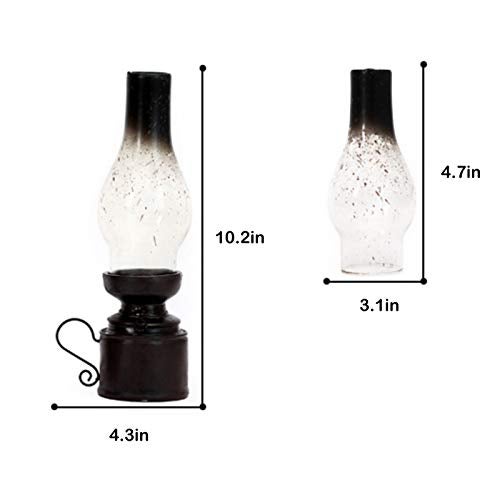 MaoTopCom Black Antique Kerosene Lamp,Chandeliers,Glass Table Lamp,Country Style Vintage Tealight Holder Tabletop Decorative Candle Lantern with Handle Desktop Decor 10.2 Small Size - Image 2