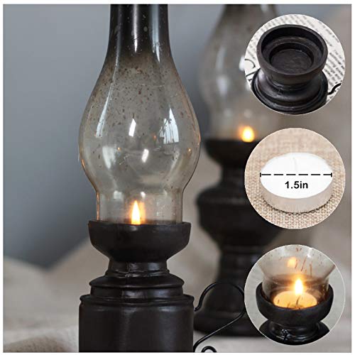 MaoTopCom Black Antique Kerosene Lamp,Chandeliers,Glass Table Lamp,Country Style Vintage Tealight Holder Tabletop Decorative Candle Lantern with Handle Desktop Decor 10.2 Small Size - Image 4
