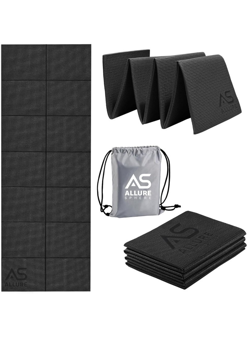Allure Sphere Foldable Yoga Mat - Non Slip Double Sided, Lightweight, Eco-Friendly Exercise Mat - Portable With Carrying Bag Perfect For Gym, Home and Travel Workouts - Image 1