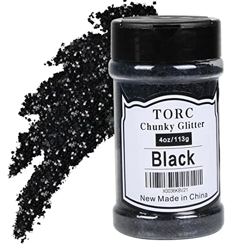 TORC Black Chunky Glitter 4 OZ Glitter for Resin Crafts Tumblers Cosmetic Makeup Nail Art Festival Decoration - Image 1