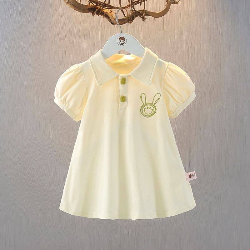 Girls Summer Bubble Short Sleeve Polo Dress - Image 1