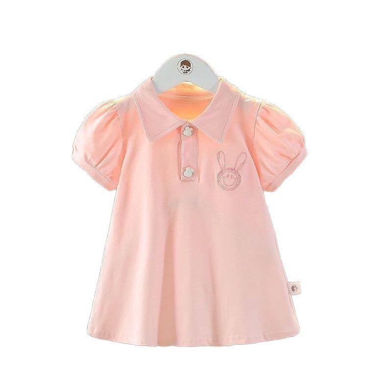 Girls Summer Bubble Short Sleeve Polo Dress - Image 5