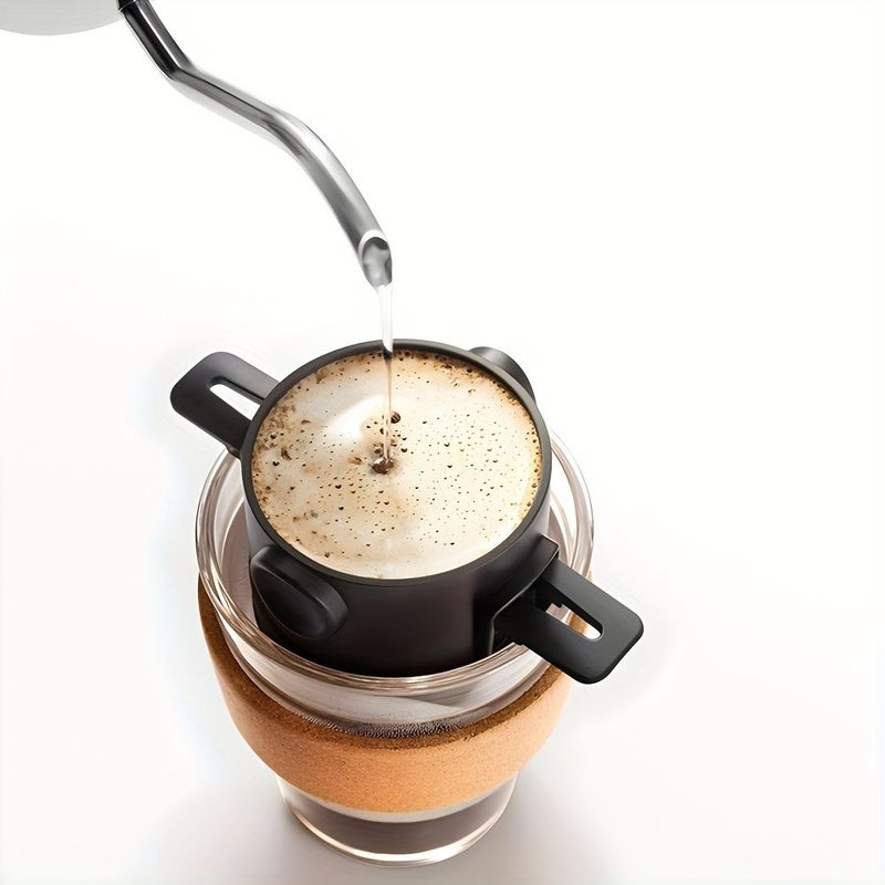 Pour Over Coffee Filter Folding Portable Reusable Stainless Steel Drip Coffee Tea Holder Infuser Dripper Black - Image 5