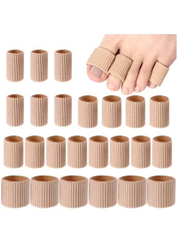 24-Pieces Toe Protection Tubes，Toes Sleeves Soft Protectors for Cushions Blisters Calluses Toes and Fingers (3 Size ,Brown) - Image 1