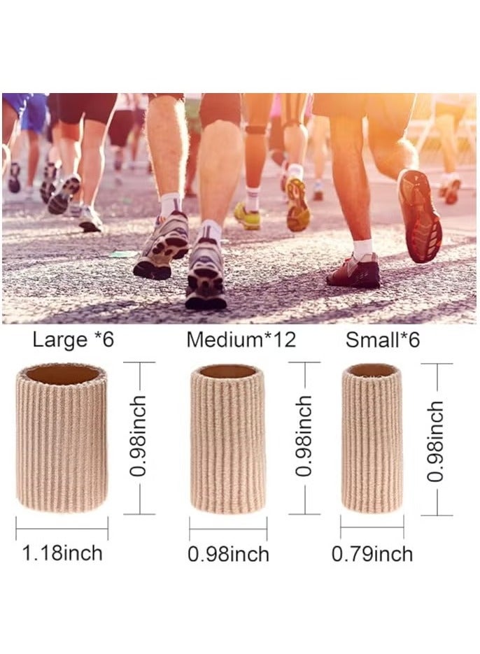 24-Pieces Toe Protection Tubes，Toes Sleeves Soft Protectors for Cushions Blisters Calluses Toes and Fingers (3 Size ,Brown) - Image 2