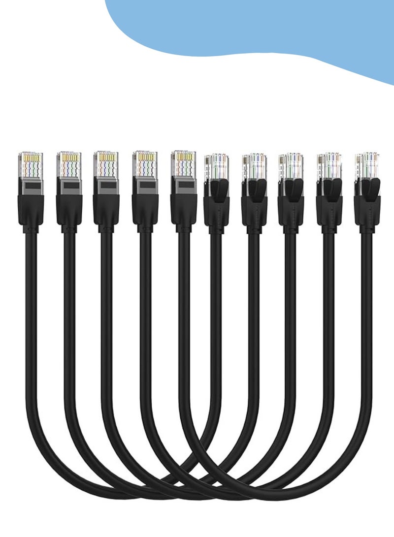 كابل توصيل UTP من الفئة 6 من سلسلة IBE، مصنوع من الألومنيوم المغطى بالنحاس بسرعة 1000 ميجابت في الثانية وتردد 250 ميجاهرتز، ومغطى برقائق ألومنيوم وغطاء من مادة PVC (0.5 متر [X5]، الفئة 6 UTP، أسود) - Image 1