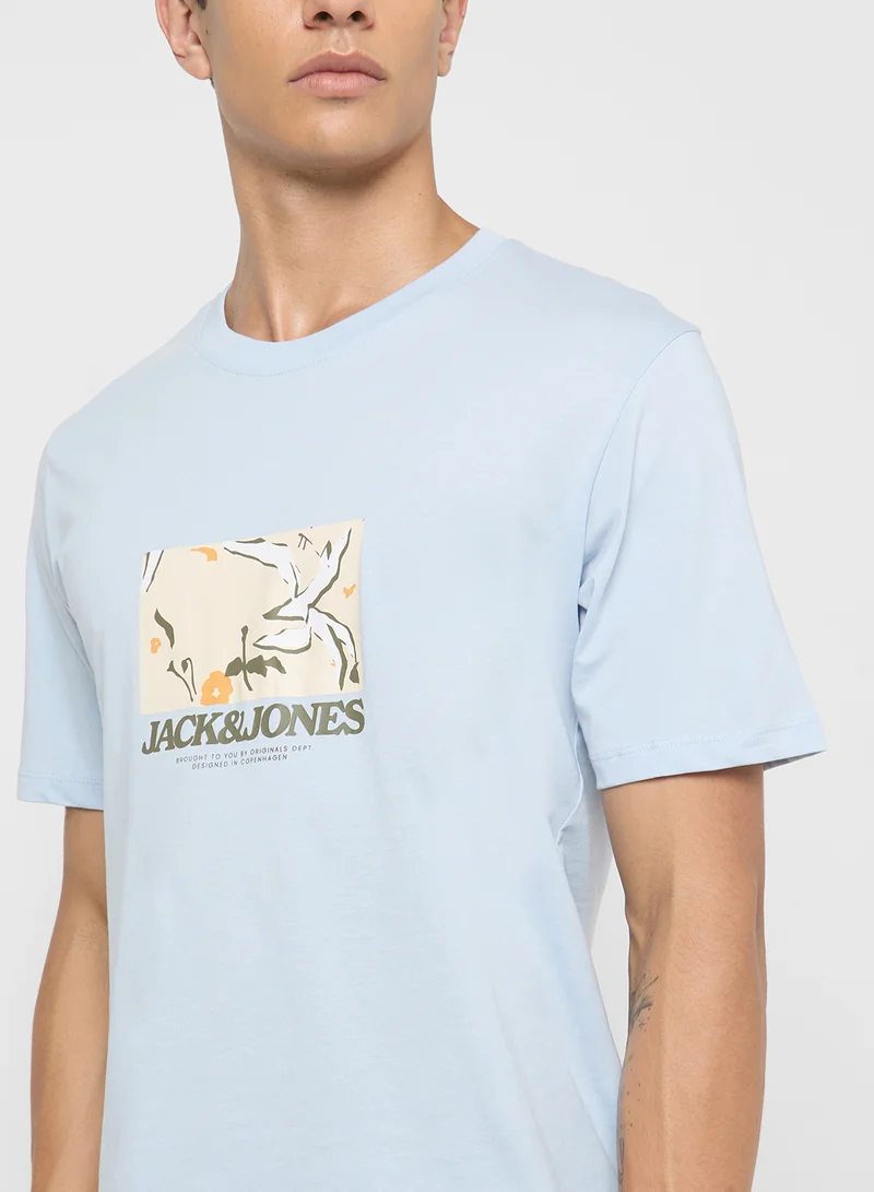JACK & JONES 3 Pack Jortavira  Aop Crew Neck T-Shirt
