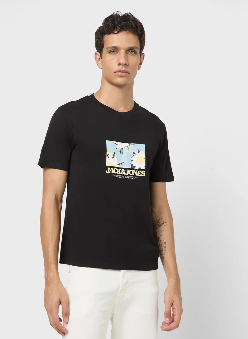 JACK & JONES 3 Pack Jortavira  Aop Crew Neck T-Shirt