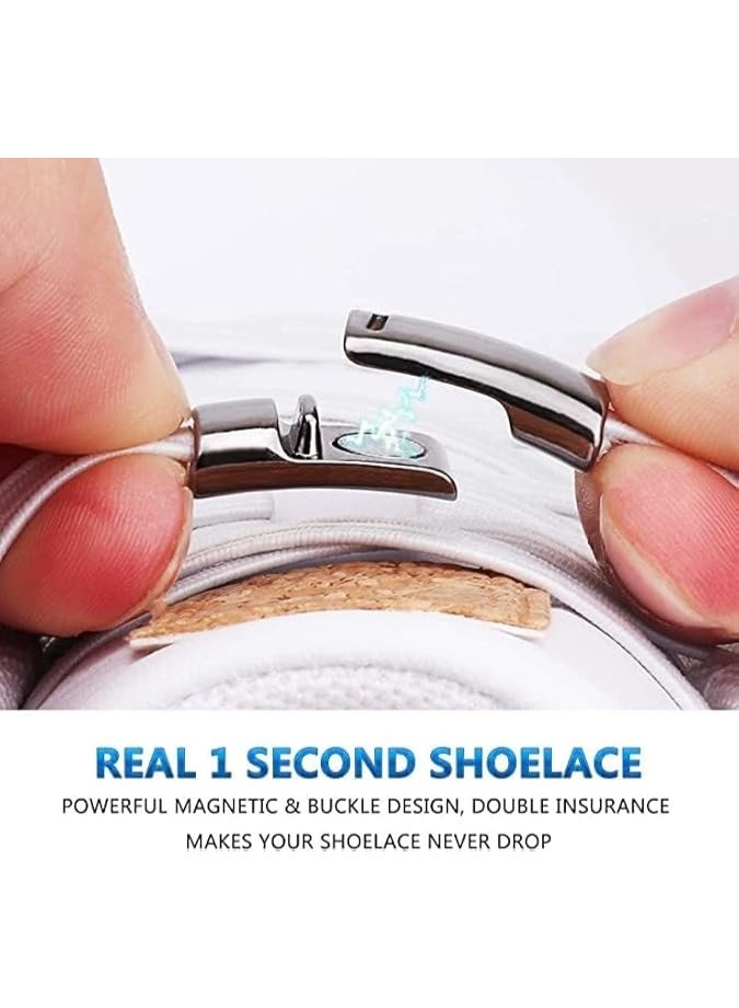 أمازينج. إي جي بي أربطة حذاء معدنية بقفل مغناطيسي مرن بدون ربط، أربطة مسطحة، للأطفال والبالغين والمراهقين (زوج واحد) من ذا باك - Image 4