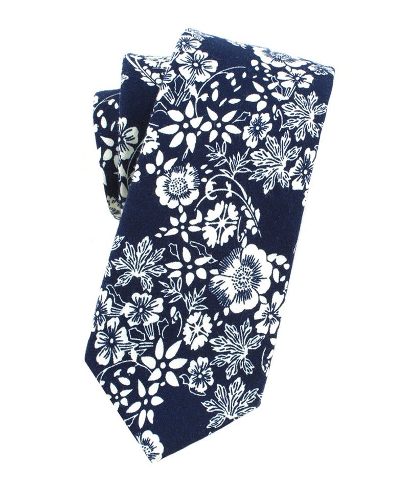 LEVAO-Men's Skinny Tie Floral Cotton Neck Ties for Men CT0104 - Image 1