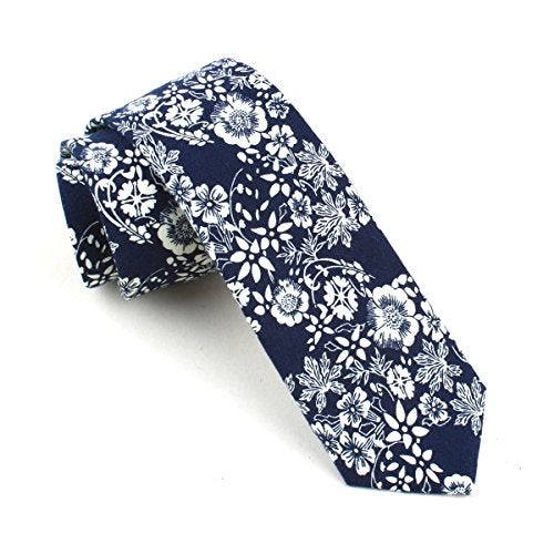 LEVAO-Men's Skinny Tie Floral Cotton Neck Ties for Men CT0104 - Image 3
