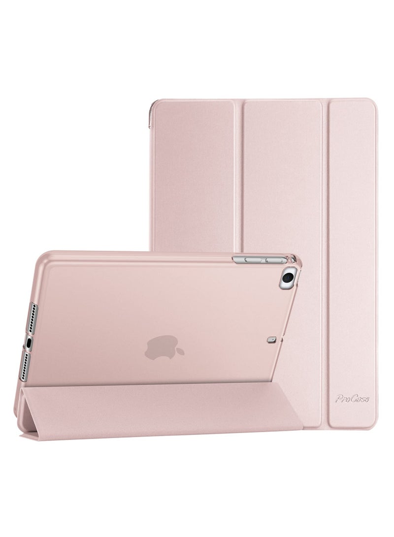 Procases Case For Ipad Mini 5 And Mini 4 With Soft Tpu Back Cover Slim Lightweight Trifold Smart Shell Steady Stand Protective Case Pink - Image 1