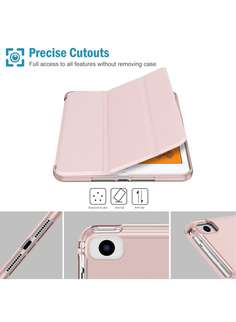 Procases Case For Ipad Mini 5 And Mini 4 With Soft Tpu Back Cover Slim Lightweight Trifold Smart Shell Steady Stand Protective Case Pink - Image 5