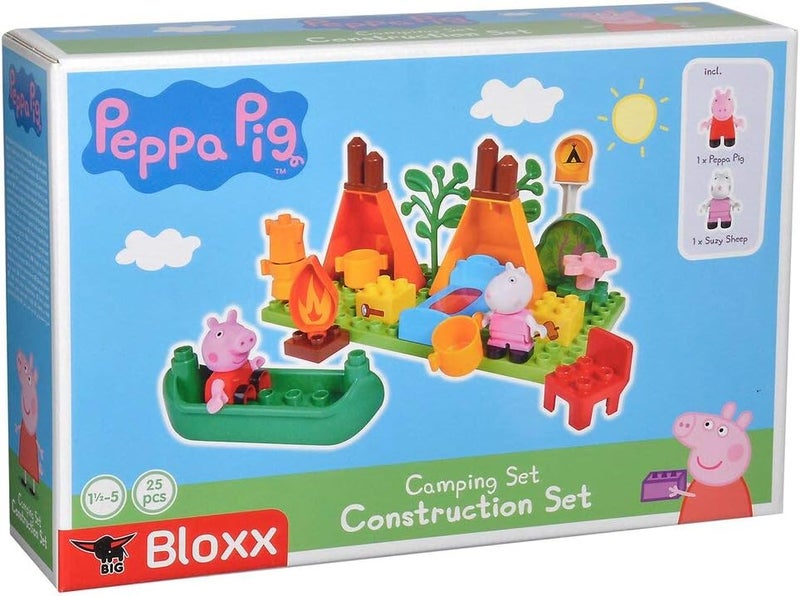 BIG 800057143 PP Set Peppa Pig BLOXX Construction Toys Camping PLAYSET with 25 PCS, Green, Orange, Red, White, Pink, Blue, Bran - Image 4