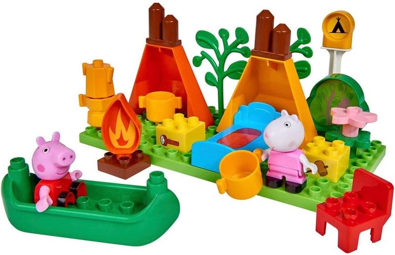BIG 800057143 PP Set Peppa Pig BLOXX Construction Toys Camping PLAYSET with 25 PCS, Green, Orange, Red, White, Pink, Blue, Bran - Image 1