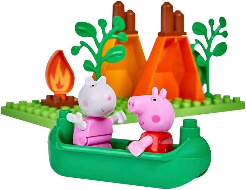BIG 800057143 PP Set Peppa Pig BLOXX Construction Toys Camping PLAYSET with 25 PCS, Green, Orange, Red, White, Pink, Blue, Bran - Image 3