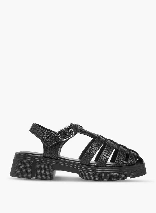 Little Missy Strappy Flatform Sandals with Hook and Loop Closure