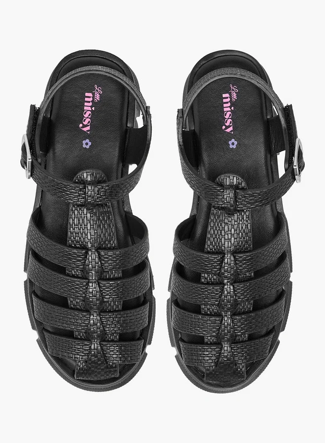 Little Missy Strappy Flatform Sandals with Hook and Loop Closure