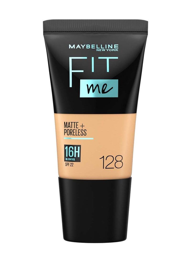 MAYBELLINE NEW YORK - Fit Me Matte & Poreless Foundation Travel Size 18ml - 16H Oil Control with SPF 22 - 128 - Image 1